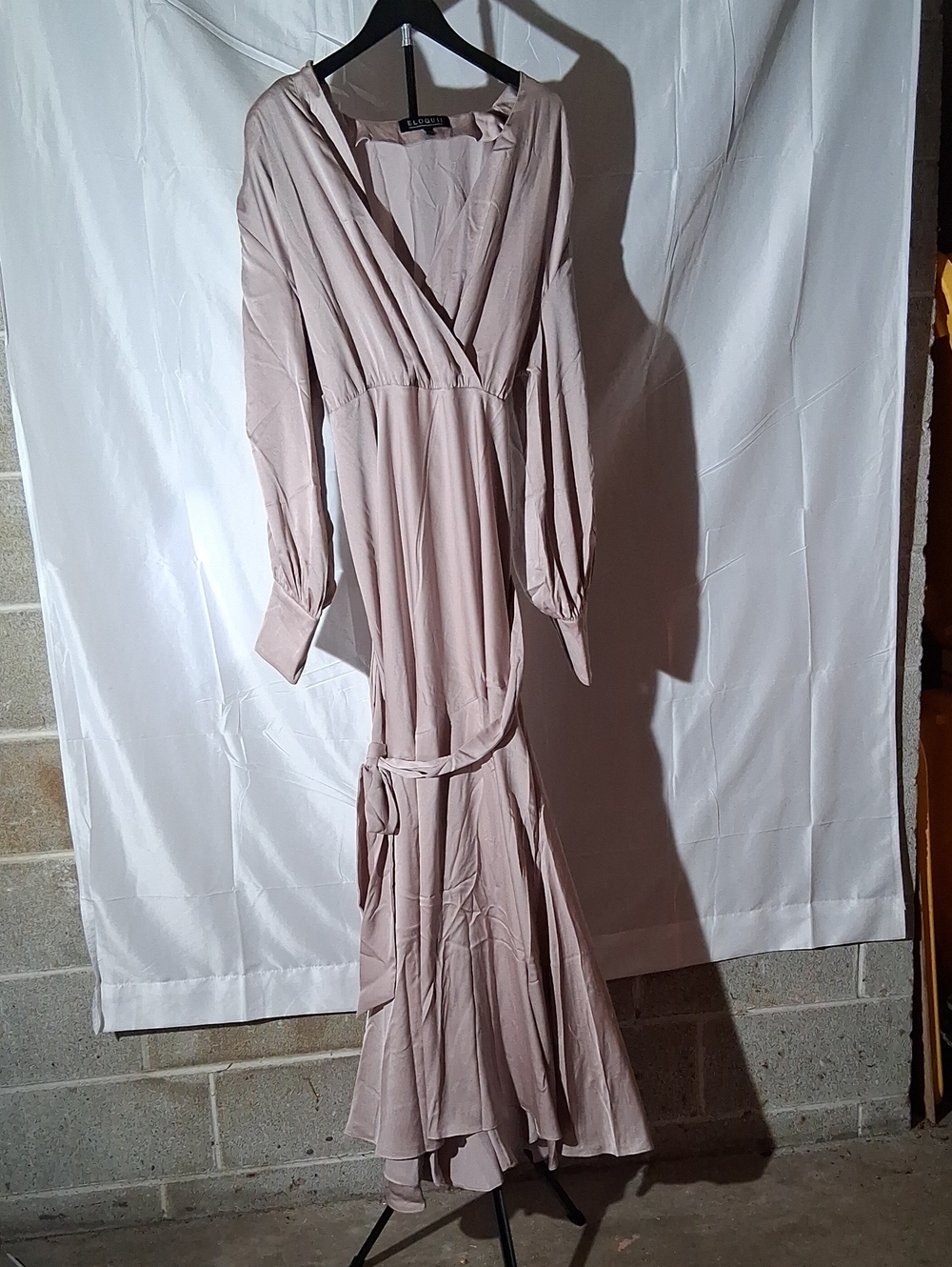 Eloquii Long Sleeve Wrap Maxi Dress - Dusty Blush